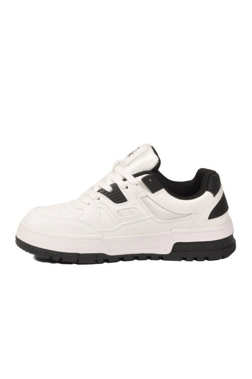Beyaz Siyah Bağcıklı Hafif Unisex Spor Ayakkabı BN-12158 G