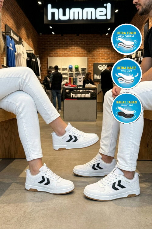 Beyaz Siyah Fileli Hafif Esnek Unisex Spor Ayakkabı 900872 Hml Versay II