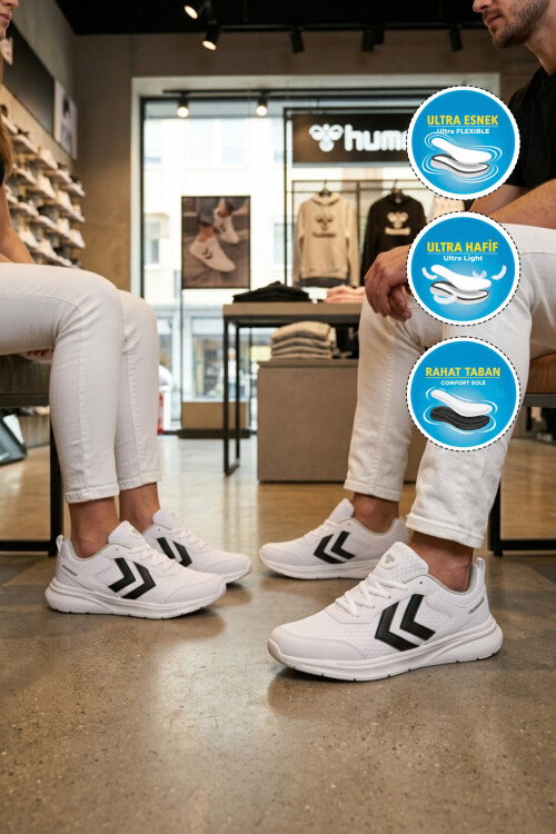 Beyaz Siyah Fileli Hafif Esnek Unisex Spor Ayakkabı 900887 Hml Nency II