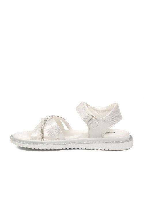 Beyaz Yumuşak Taban Hafif Cırtlı Kız Çocuk Sandalet Maya F