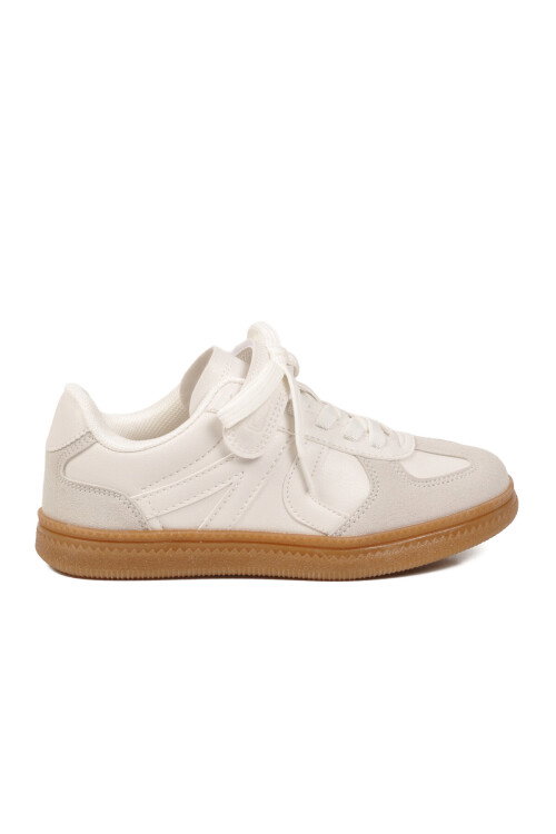 Beyaz Cırtlı Bağcıklı Unisex Çocuk Spor Ayakkabı Berry F