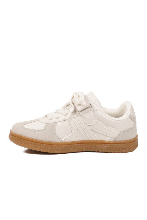 Beyaz Cırtlı Bağcıklı Unisex Çocuk Spor Ayakkabı Berry F