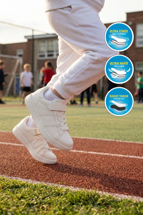 Beyaz Cırtlı Hafif Erkek Çocuk Sneaker Cooper F