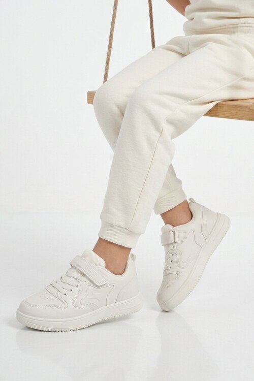 Beyaz Cırtlı Hafif Unisex Çocuk Spor Ayakkabı Eldon F