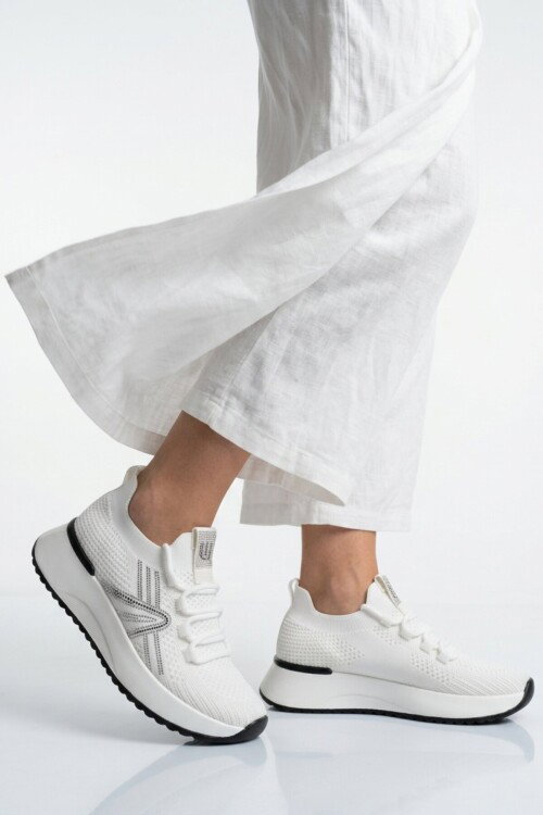 Beyaz Anorak Hafif Bağcıklı Kadın Casual Ayakkabı 2058 G