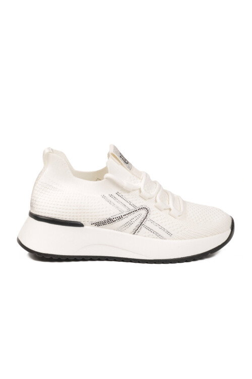 Beyaz Anorak Hafif Bağcıklı Kadın Casual Ayakkabı 2058 G