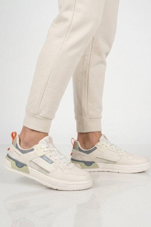 Beyaz Turuncu Bağcıklı Hafif Esnek Erkek Sneaker Soprano 101 25205 M