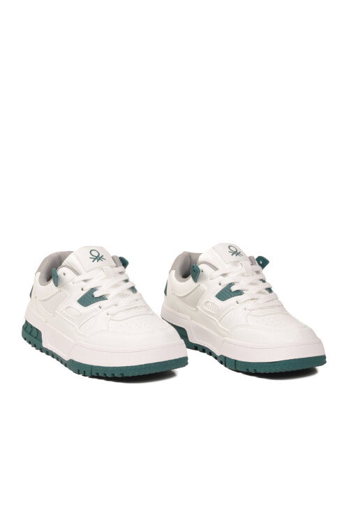 Beyaz Yeşil Bağcıklı Hafif Unisex Spor Ayakkabı BN-12158 G