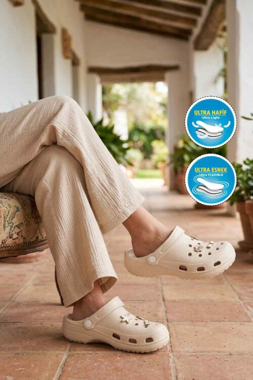 Ecru Eva Lightweight Womens Sabo Slippers 606 Z