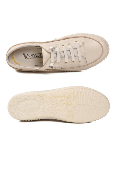 Ekru Hakiki Deri Anatomik Kadın Casual Ayakkabı Z536 Z
