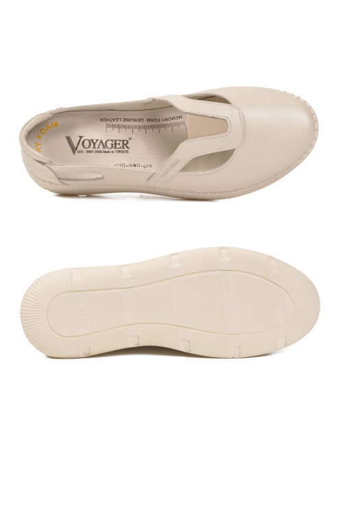 Ekru Hakiki Deri Anatomik Kadın Casual Ayakkabı Z541 Z