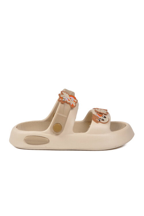 Ekru Hafif Esnek Eva Taban Unisex Çocuk Terlik 4505 F-P