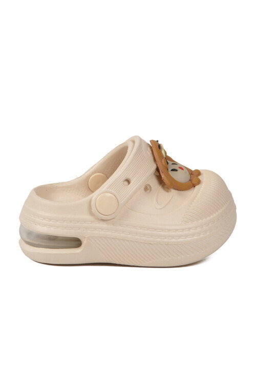 Ekru Eva Hafif Esnek Unisex Çocuk Sabo Terlik 2316 B-P