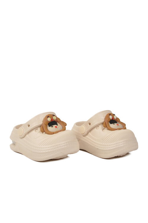 Ekru Eva Hafif Esnek Unisex Çocuk Sabo Terlik 2316 B-P