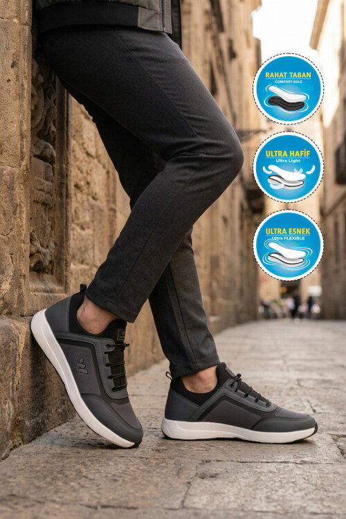 Füme Hafif Esnek Kilit Bağcıklı Erkek Spor Ayakkabı Bertina M
