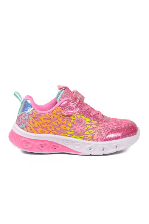 Fuşya Cırtlı Işıklı Hafif Kız Çocuk Spor Ayakkabı BNI-10181 F