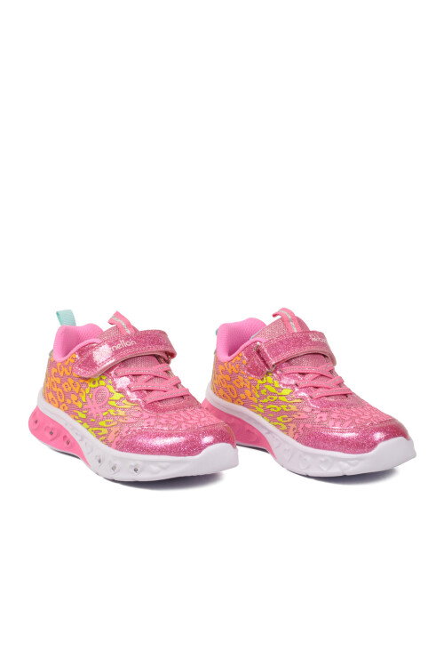 Fuşya Cırtlı Işıklı Hafif Kız Çocuk Spor Ayakkabı BNI-10181 F