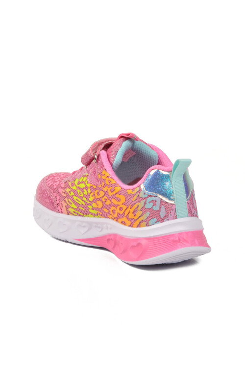 Fuşya Cırtlı Işıklı Hafif Kız Çocuk Spor Ayakkabı BNI-10181 F