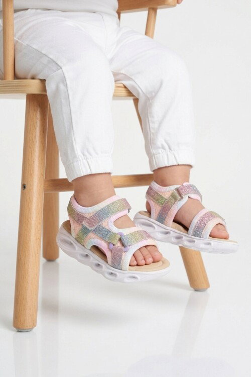 Renkli Cırtlı Işıklı Bebek Sandalet Pamela B