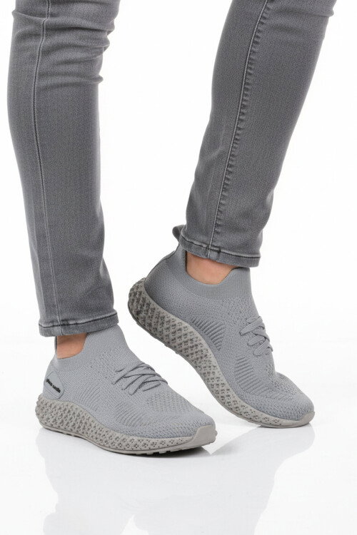 Gri Fileli Hafif Kolay Giyilebilir Unisex Spor Ayakkabı PC-32711 G