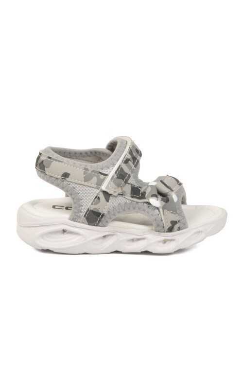 Gri Cırtlı Işıklı Hafif Bebek Sandalet Sage B