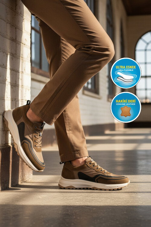 Haki Hakiki Deri Erkek Casual Ayakkabı 2604 M