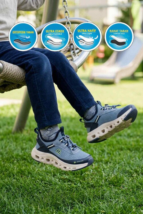 İndigo Lacivert Geniş Kalıp Ortopedik Erkek Çocuk Spor Ayakkabı BXZ001 F