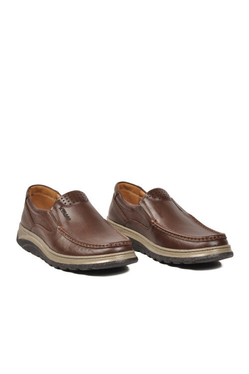 Kahve Bej Hakiki Deri Erkek Casual Ayakkabı 023 M