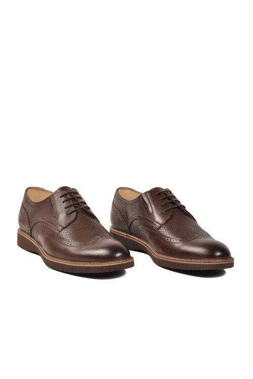 Kahve Hakiki Deri Büyük Numara Erkek Casual Ayakkabı 1728 M