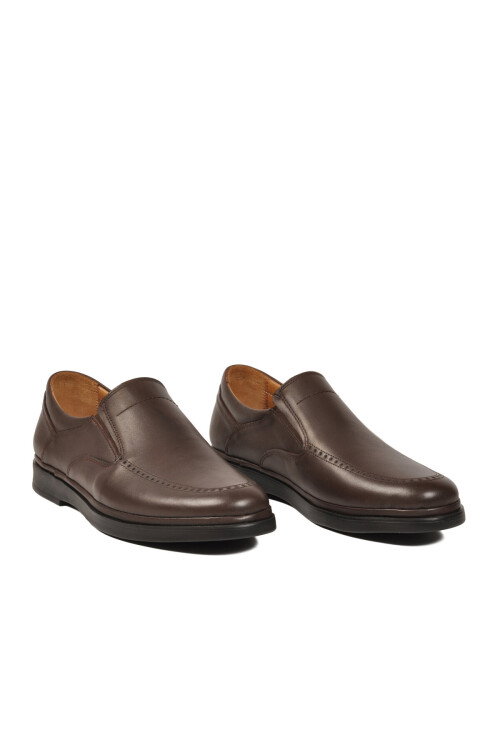 Kahve Geniş Kalıp Hakiki Deri Erkek Casual Ayakkabı 333 M