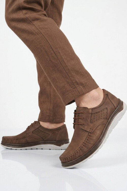 Kahve Hakiki Deri Erkek Casual Ayakkabı 768 M