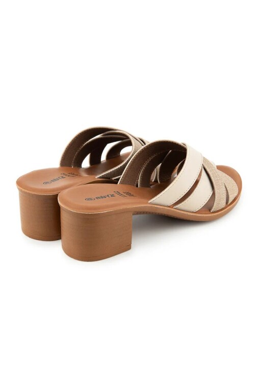 Krem-Altın Kadın Topuklu Terlik 33000 Anagram Z