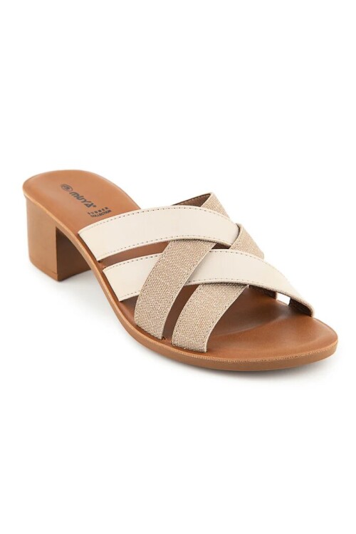 Krem-Altın Kadın Topuklu Terlik 33000 Anagram Z