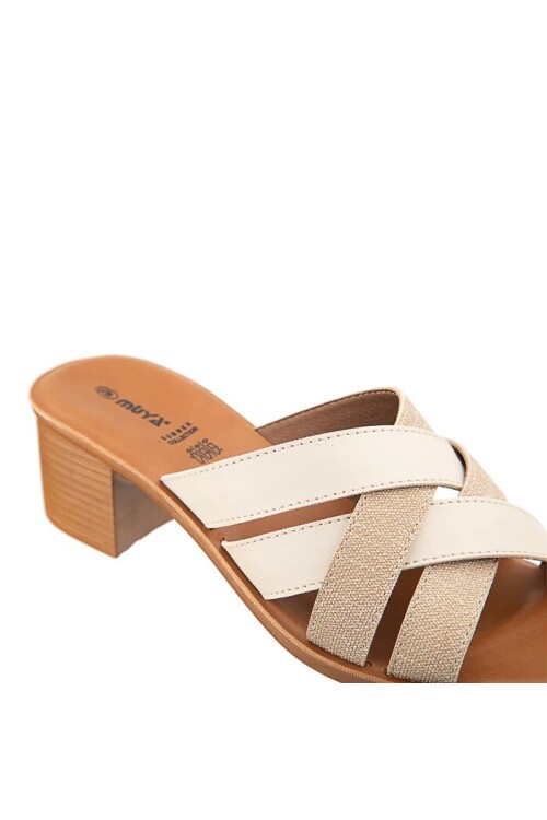 Krem-Altın Kadın Topuklu Terlik 33000 Anagram Z