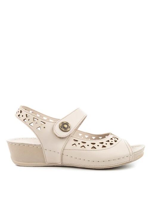 Krem Kadın Topuklu Sandalet 31130 Terra Z