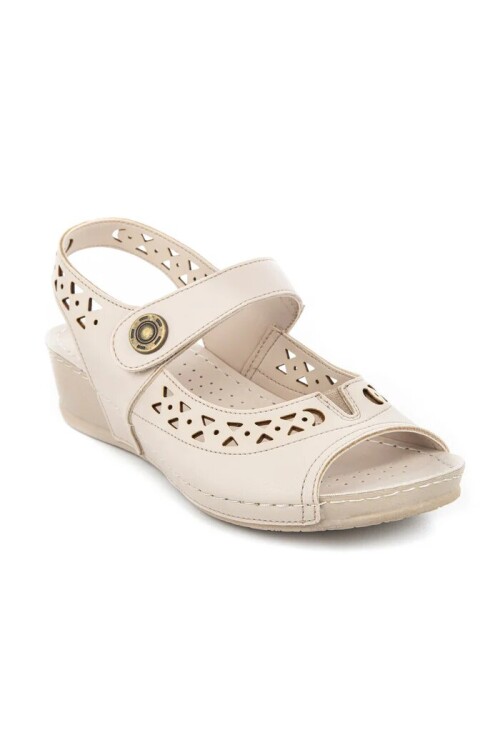 Krem Kadın Topuklu Sandalet 31130 Terra Z