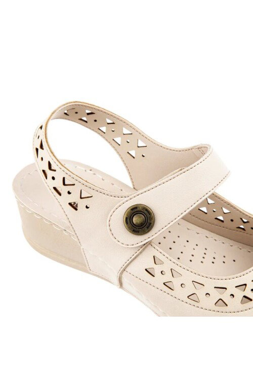 Krem Kadın Topuklu Sandalet 31130 Terra Z