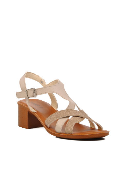Krem Kadın Topuklu Sandalet 32002 Demy Z