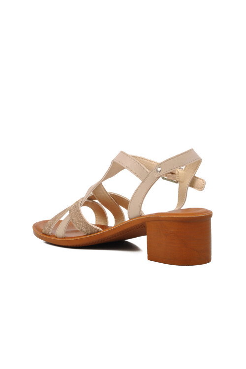 Krem Kadın Topuklu Sandalet 32002 Demy Z