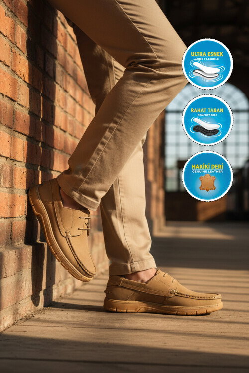 Kum Nubuk Hakiki Deri Erkek Casual Ayakkabı 6Y3318-179 M