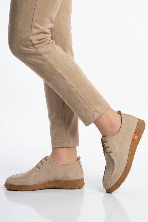 Kum Nubuk Hakiki Deri Kadın Casual Ayakkabı 2005 Z