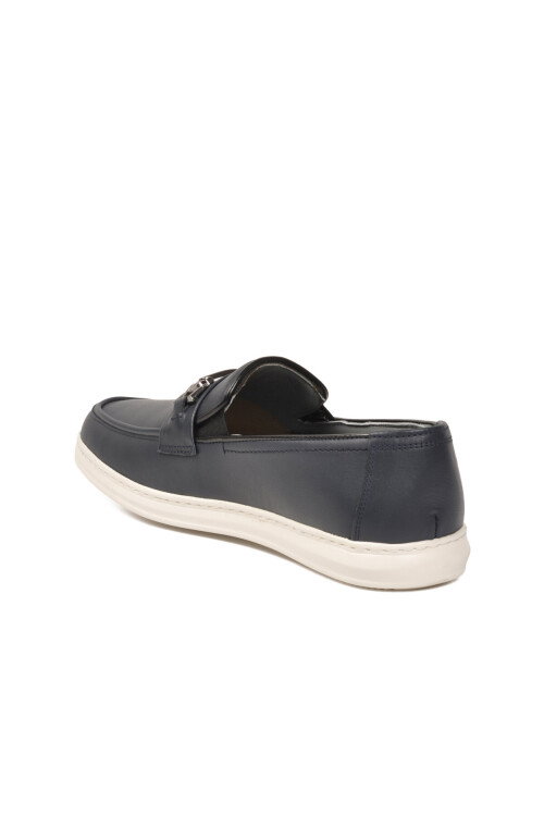 Navy Blue Genuine Leather Mens Casual Shoes 191074 M