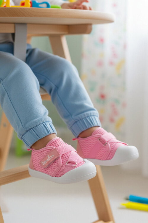 Pembe Cırtlı Hafif Bebek Günlük Ayakkabı BN-1254 B
