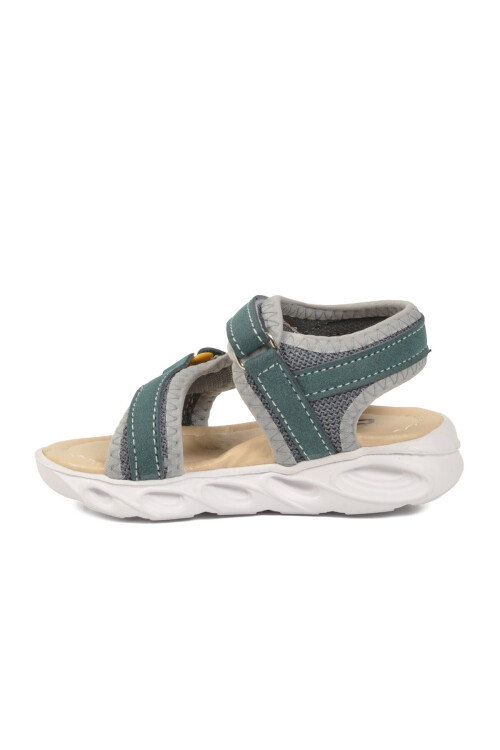 Petrol Yeşili Cırtlı Işıklı Hafif Bebek Sandalet Sage B