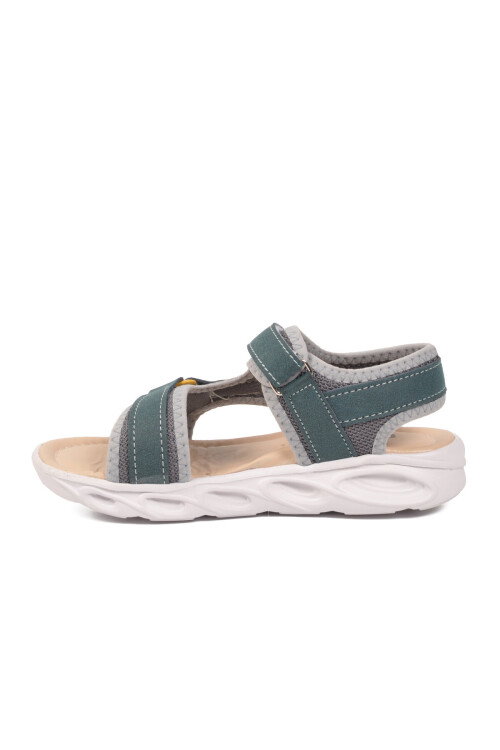 Petrol Mavisi Cırtlı Işıklı Hafif Unisex Çocuk Sandalet Sage F