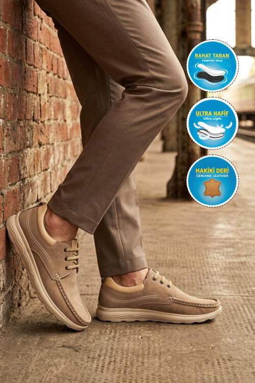 Premium Kum Nubuk Hakiki Deri Erkek Casual Ayakkabı 2407 M