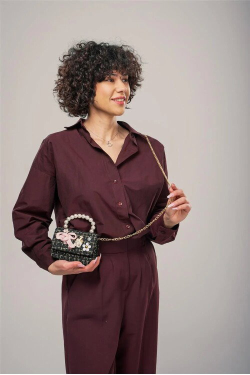 Siyah Altın Kadın El ve Omuz Çantası 17942