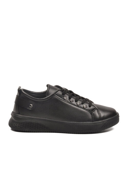 Black Lace-Up Light Leather Womens Sneakers 201 G