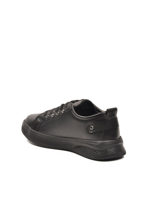 Black Lace-Up Light Leather Womens Sneakers 201 G