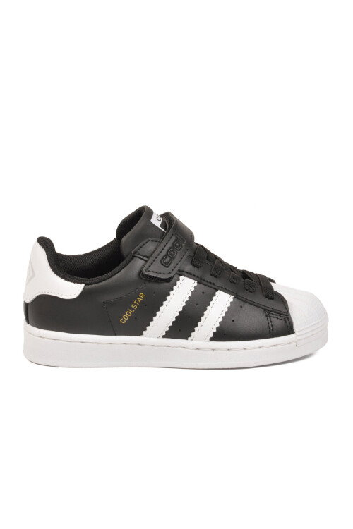 Siyah Beyaz Cırtlı Hafif Unisex Çocuk Spor Ayakkabı Star F